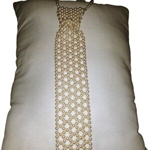 Vintage 60's Faux Pearl Necktie Necklace Good Condition Clean 19"